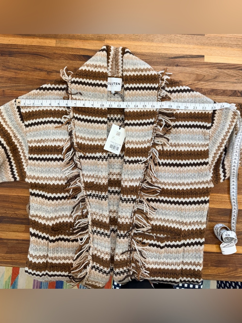 NWT - Kujten Zaina Cape Cashmere Cardigan in Camelot Brown - Medium - Picture 13 of 16